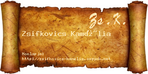 Zsifkovics Kamélia névjegykártya